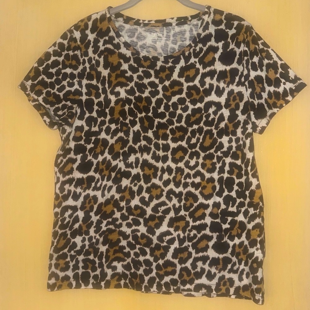 J. Crew Leopard Print Short Sleeve Tee - Black, Brown, White